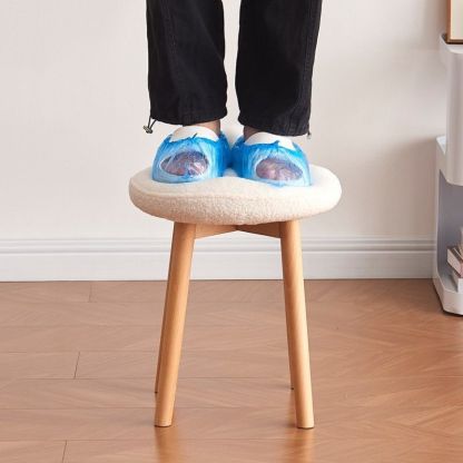 Nordic Wood Lambswool Vanity Stool