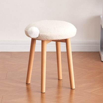 Nordic Wood Lambswool Vanity Stool