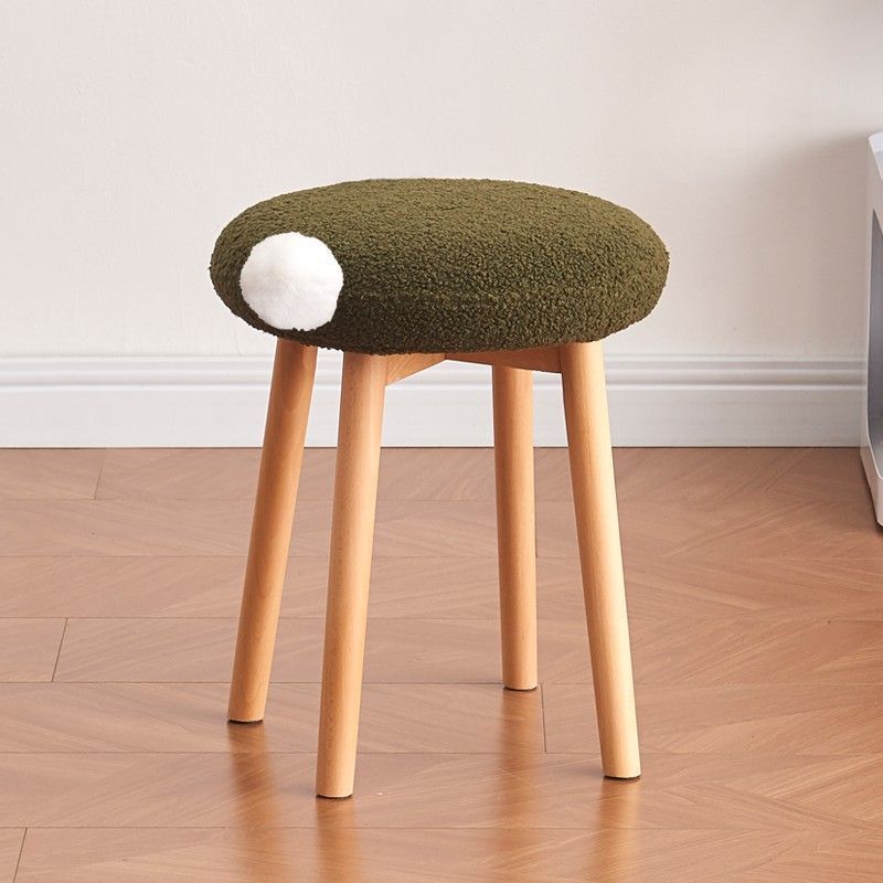 Nordic Wood Lambswool Vanity Stool