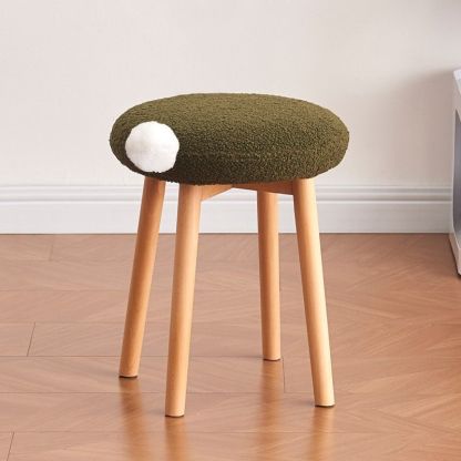 Nordic Wood Lambswool Vanity Stool