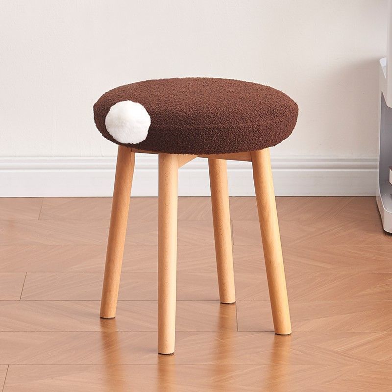 Nordic Wood Lambswool Vanity Stool