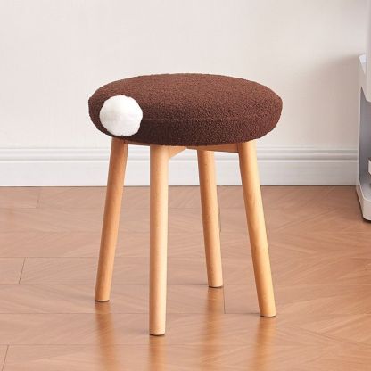 Nordic Wood Lambswool Vanity Stool