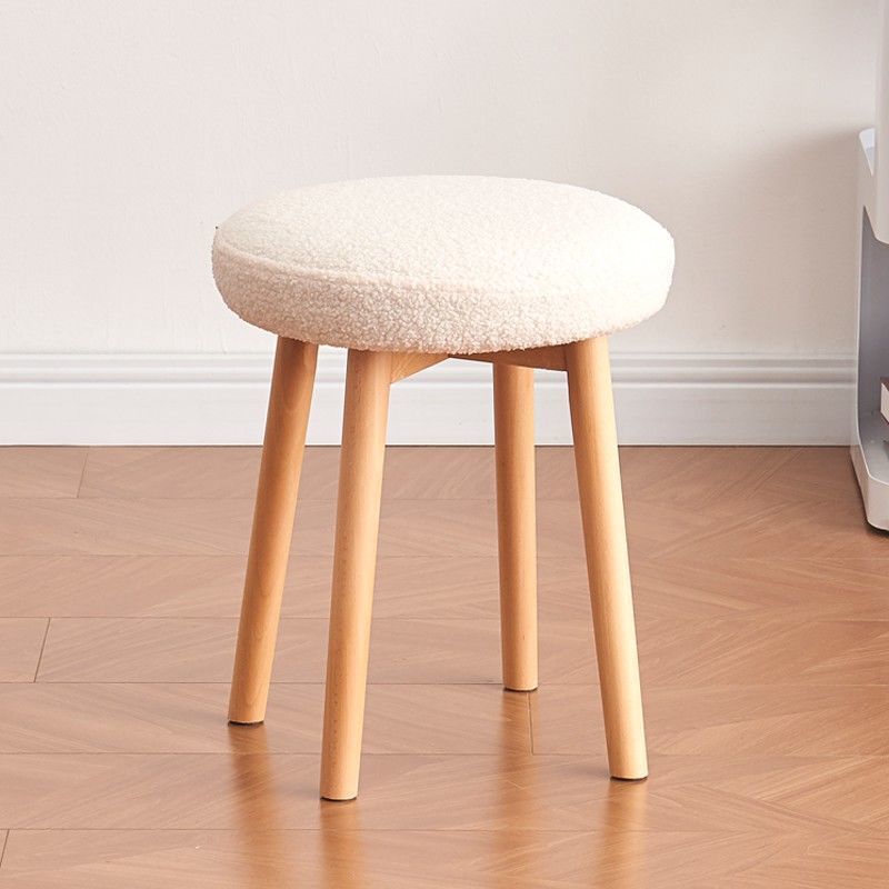 Nordic Wood Lambswool Vanity Stool