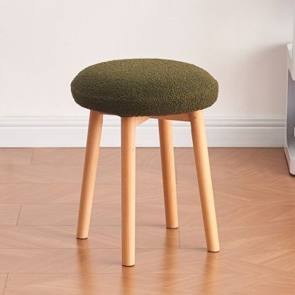 Nordic Wood Lambswool Vanity Stool