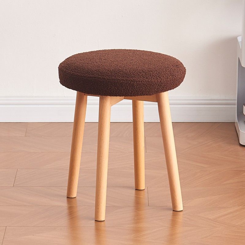 Nordic Wood Lambswool Vanity Stool