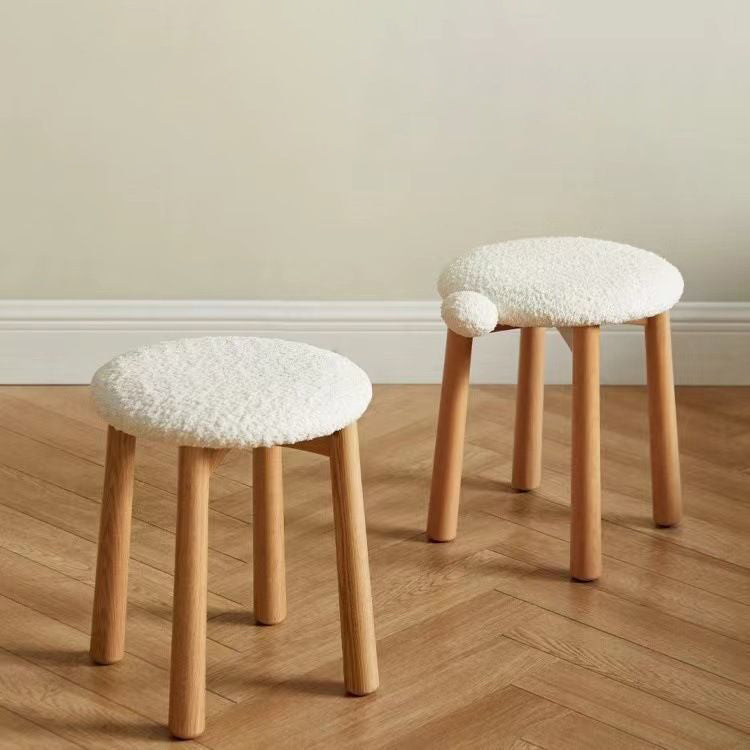 Nordic Wood Lambswool Vanity Stool