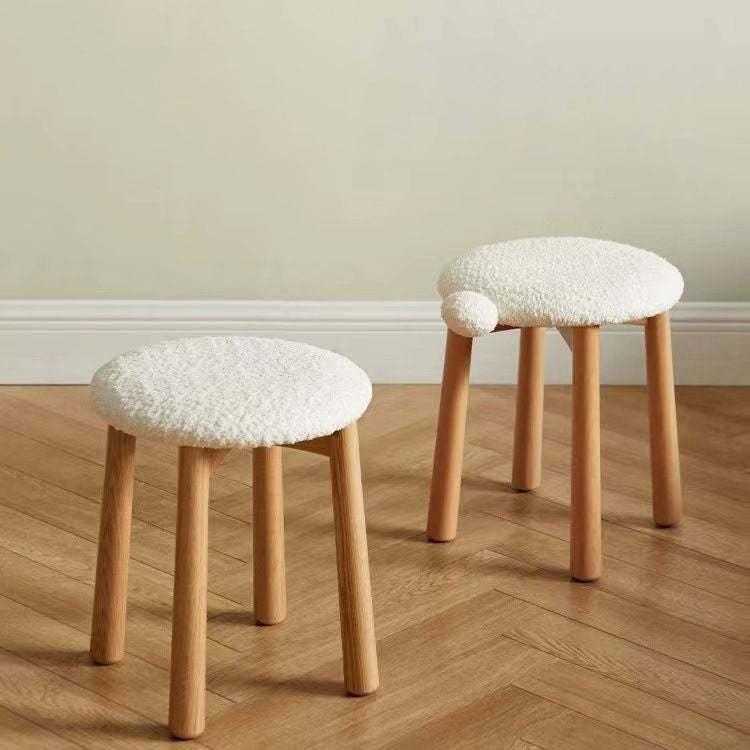 Nordic Wood Lambswool Vanity Stool