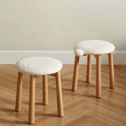 Nordic Wood Lambswool Vanity Stool