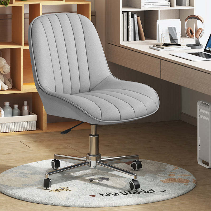 Minimalist Steel Leather Desk Chair — Light Gray