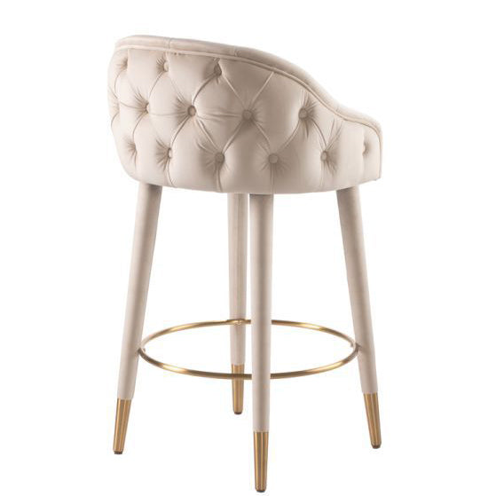 Nordic Curved Metal Wood Fabric Bar Stool