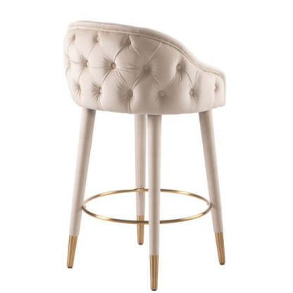 Nordic Curved Metal Wood Fabric Bar Stool