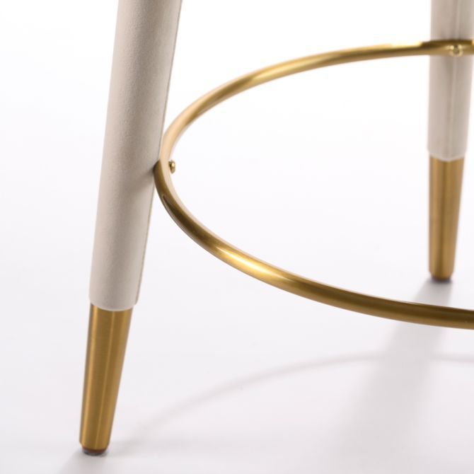 Nordic Curved Metal Wood Fabric Bar Stool