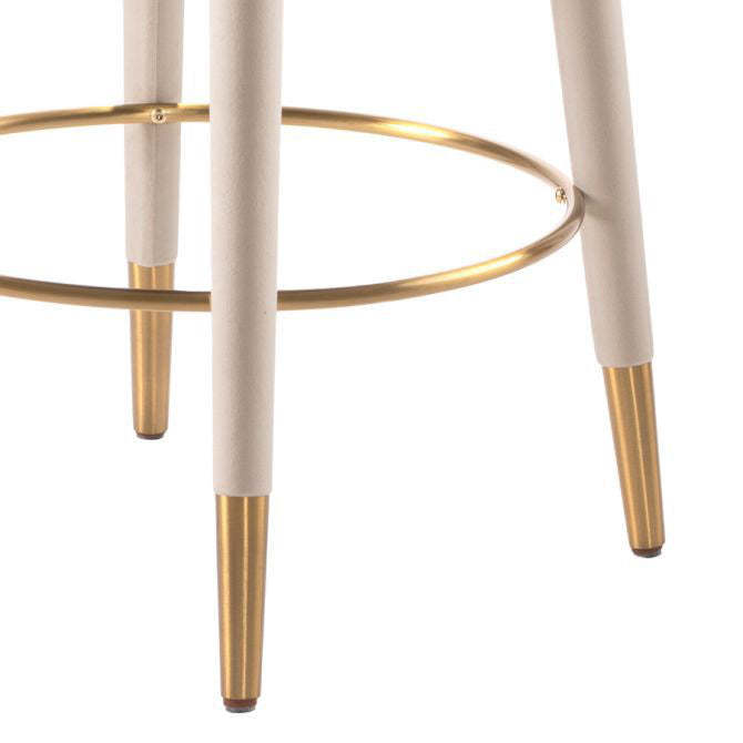 Nordic Curved Metal Wood Fabric Bar Stool