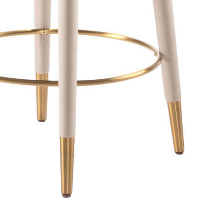 Nordic Curved Metal Wood Fabric Bar Stool