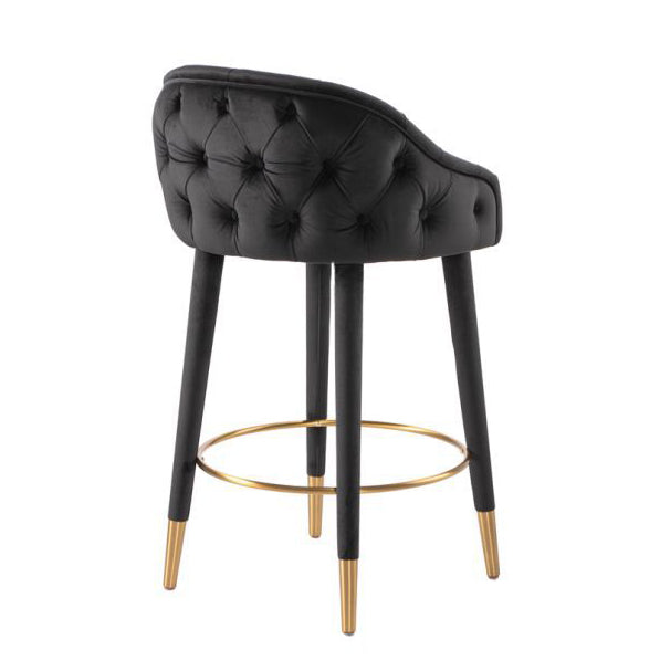 Nordic Curved Metal Wood Fabric Bar Stool