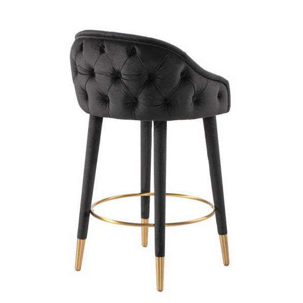 Nordic Curved Metal Wood Fabric Bar Stool