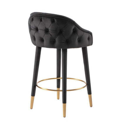 Nordic Curved Metal Wood Fabric Bar Stool