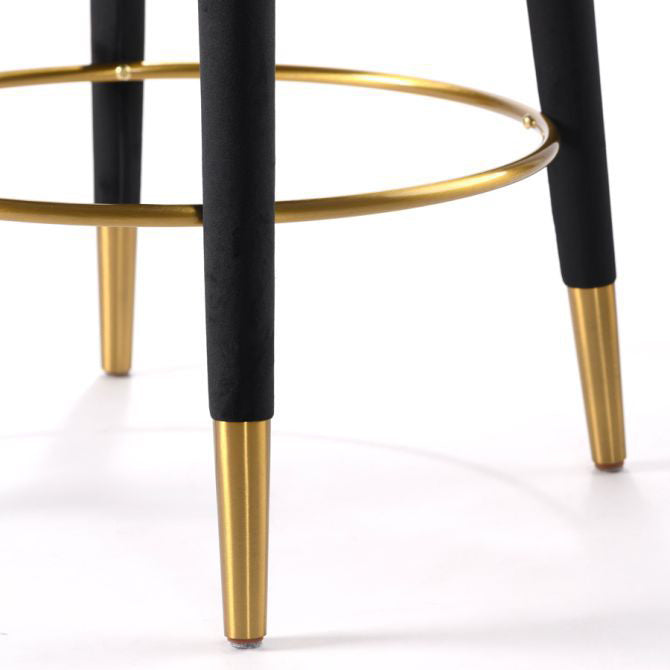 Nordic Curved Metal Wood Fabric Bar Stool