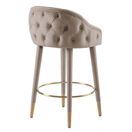 Nordic Curved Metal Wood Fabric Bar Stool