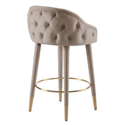 Nordic Curved Metal Wood Fabric Bar Stool