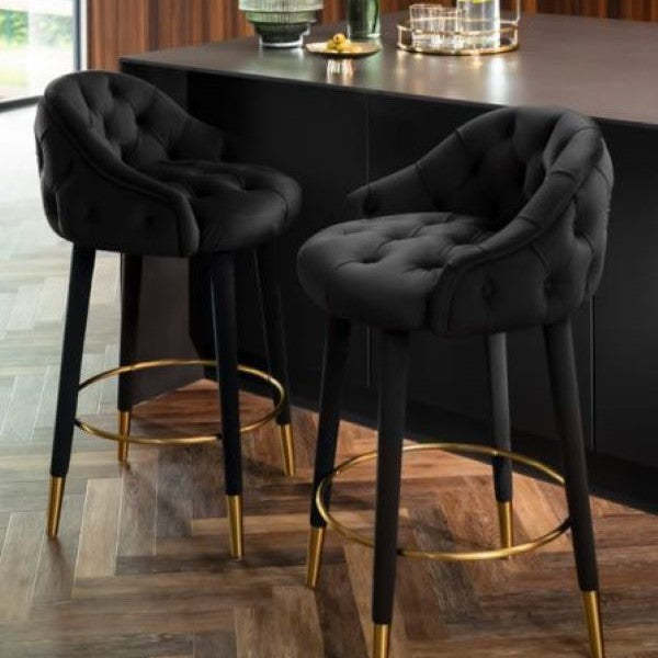 Lighom nordic curved black bar & counter stools in metal