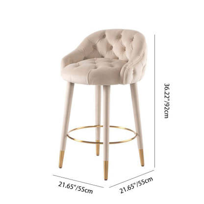 Nordic Curved Metal Wood Fabric Bar Stool