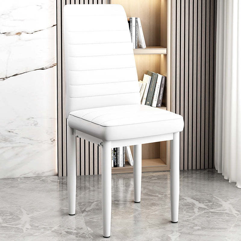 Art Deco Steel Leather Chair — White Leg + Colorful - A