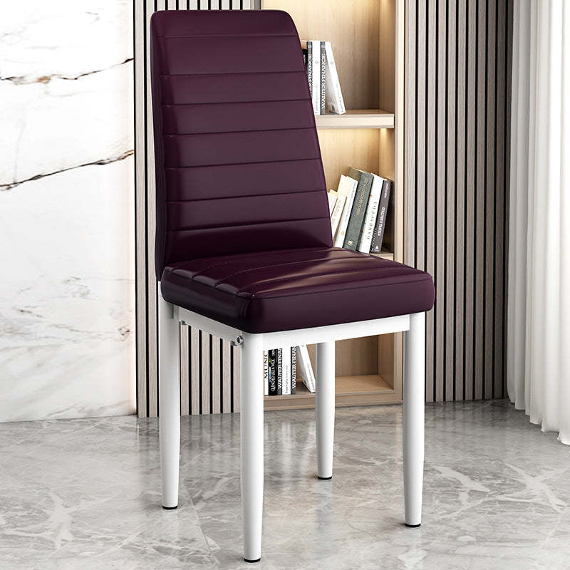 Art Deco Steel Leather Chair — White Leg + Pink