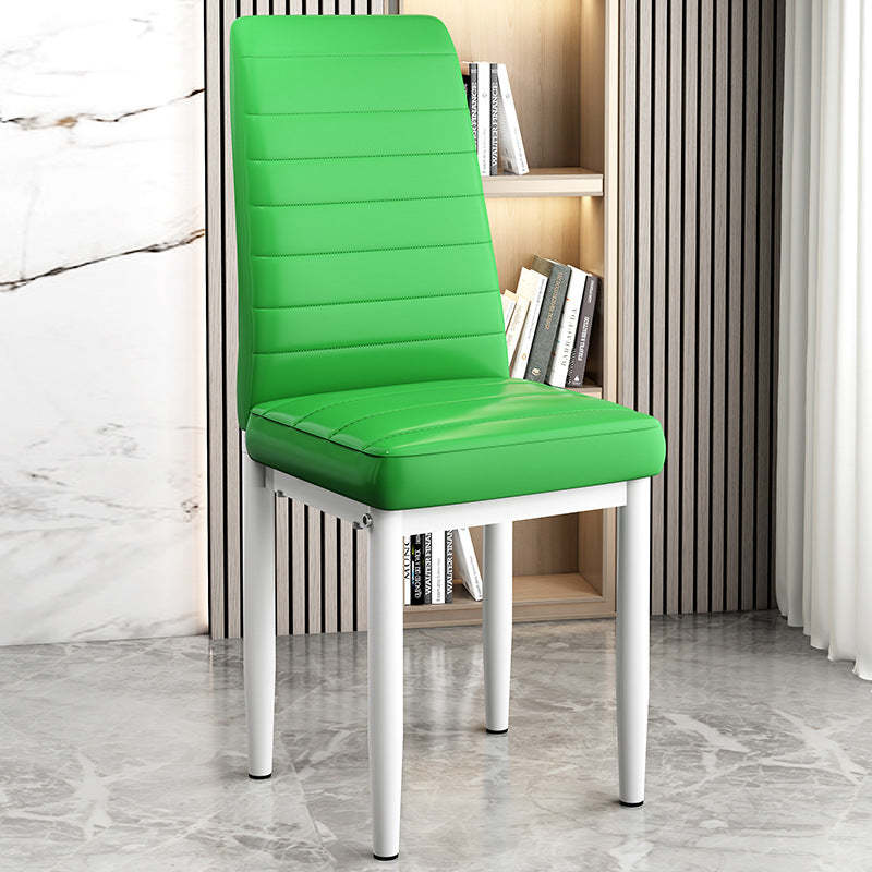 Art Deco Steel Leather Chair — White Leg + Red
