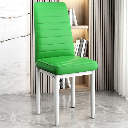Art Deco Steel Leather Chair — White Leg + Red