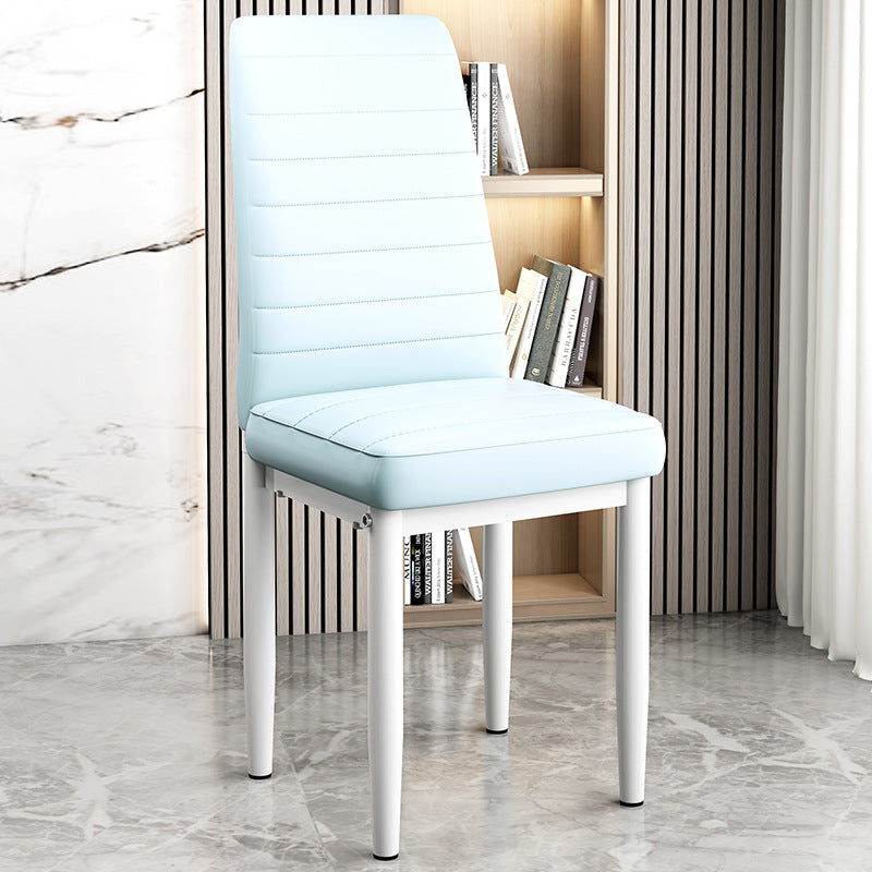 Art Deco Steel Leather Chair — White Leg + Colorful - C