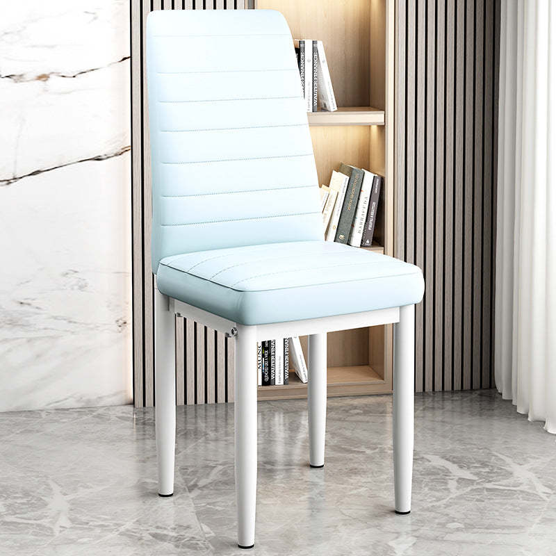 Art Deco Steel Leather Chair — White Leg + Colorful - C