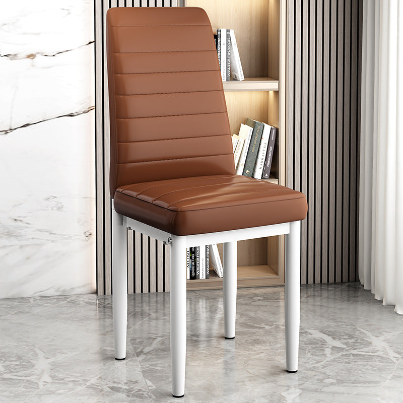 Art Deco Steel Leather Chair — White Leg + Colorful - B