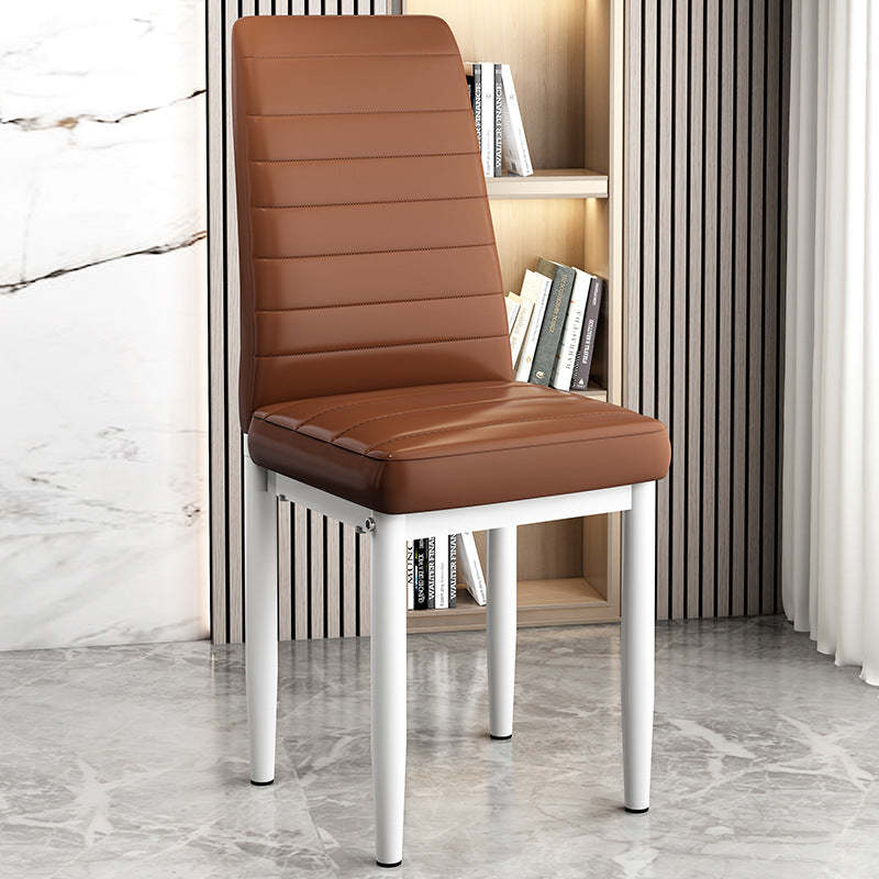 Art Deco Steel Leather Chair — White Leg + Colorful - B