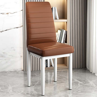 Art Deco Steel Leather Chair — White Leg + Colorful - B