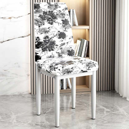Art Deco Steel Leather Chair — White Leg + Colorful - D