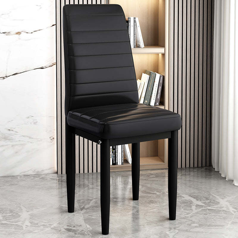 Art Deco Steel Leather Chair — Black Leg + Colorful - B