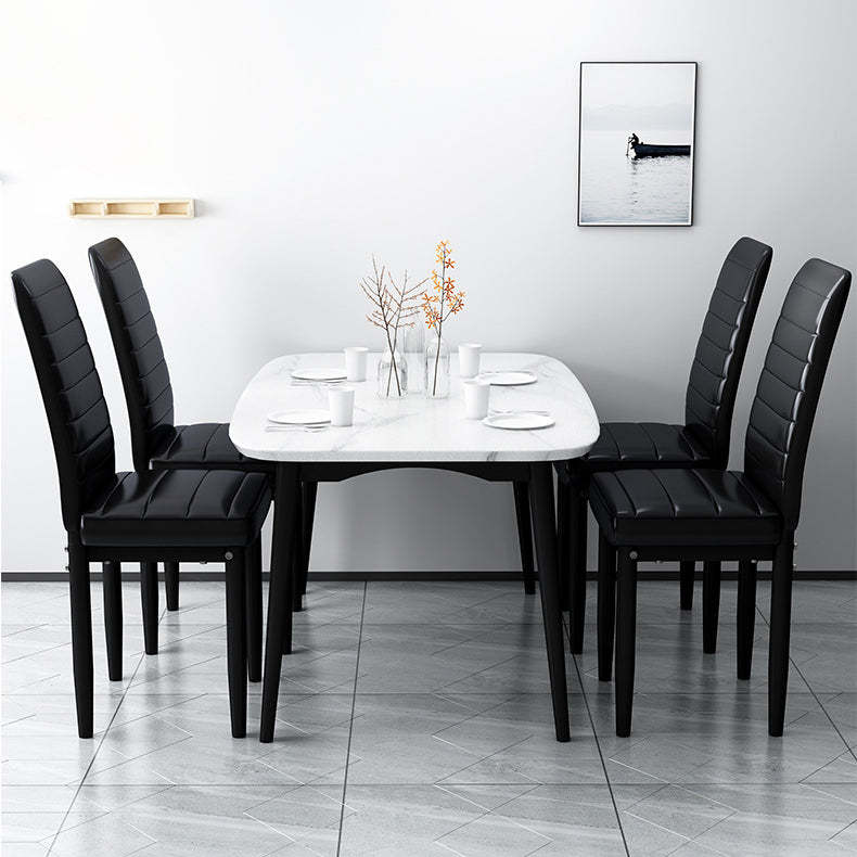 Art Deco Steel Leather Chair — Black Leg + Black