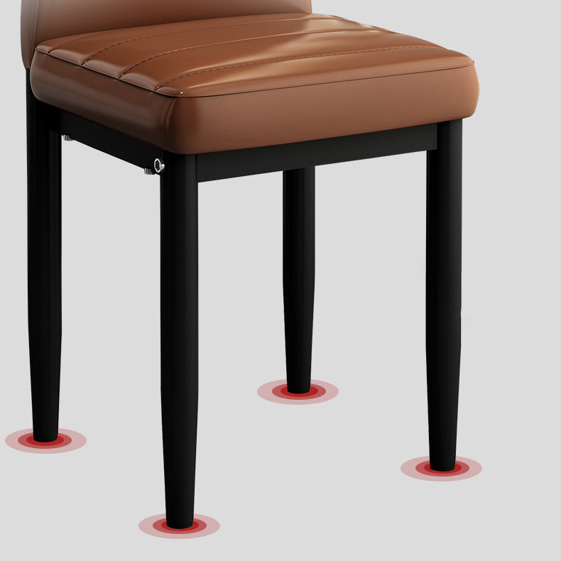 Art Deco Steel Leather Chair — Black Leg + Brown
