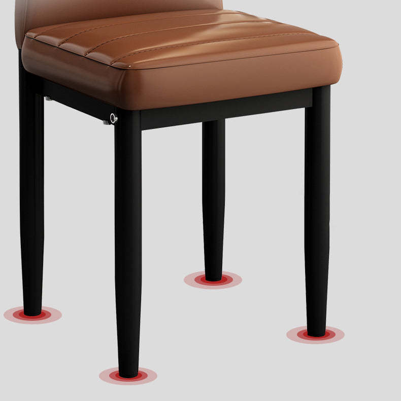 Art Deco Steel Leather Chair — Black Leg + Brown