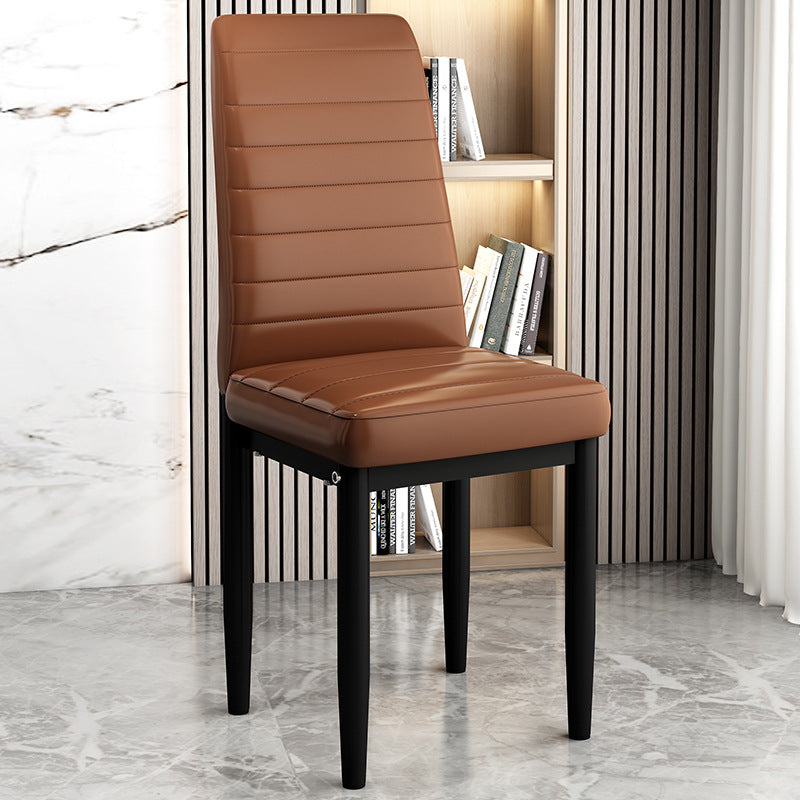 Art Deco Steel Leather Chair — Black Leg + Colorful - E