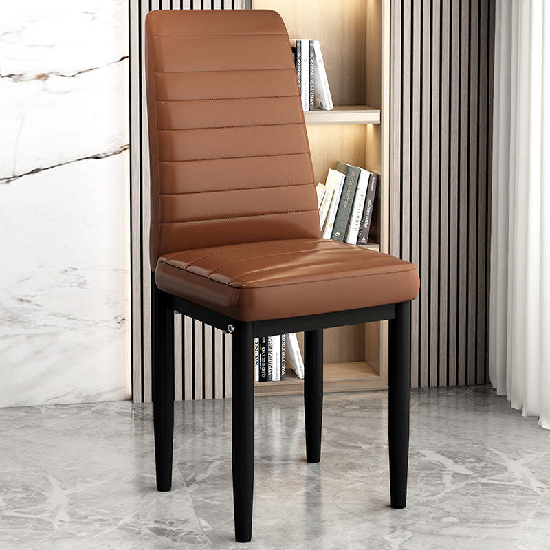Art Deco Steel Leather Chair — Black Leg + Colorful - E