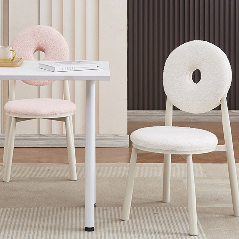 Nordic Cream Donut Lambswool Dining Chair