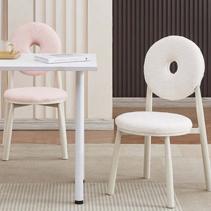 Nordic Cream Donut Lambswool Dining Chair