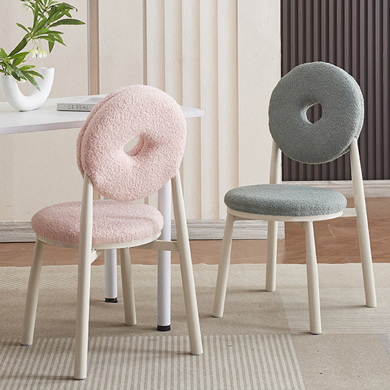 Nordic Cream Donut Lambswool Dining Chair — Brown