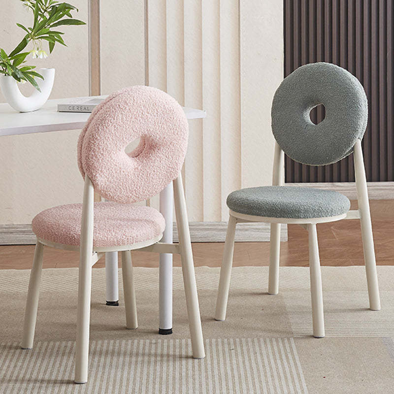 Nordic Cream Donut Lambswool Dining Chair — Brown