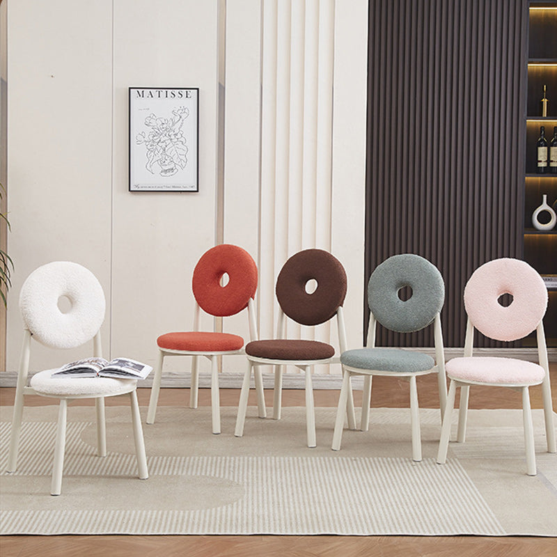 Nordic Cream Donut Lambswool Dining Chair — Pink