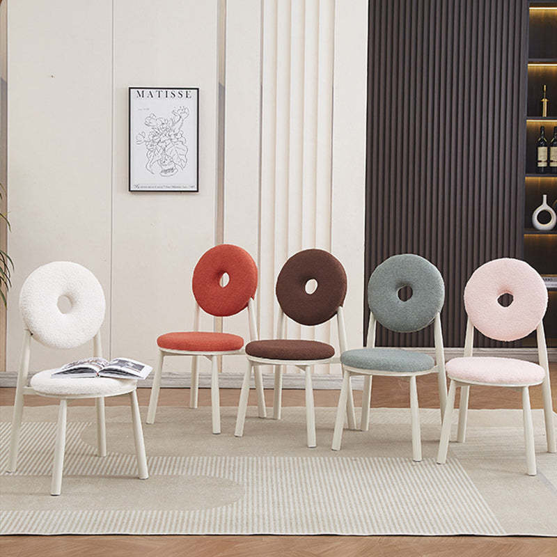 Nordic Cream Donut Lambswool Dining Chair — Pink
