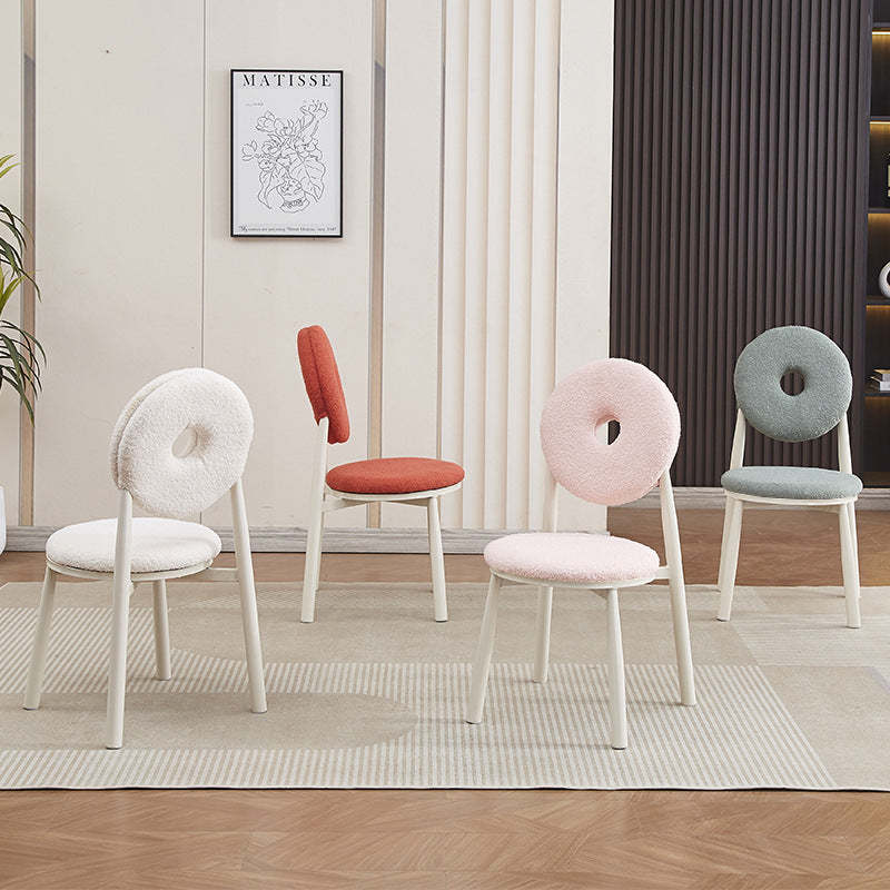 Nordic Cream Donut Lambswool Dining Chair