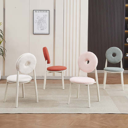 Nordic Cream Donut Lambswool Dining Chair